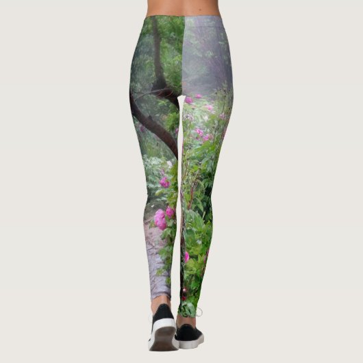 Garden Pathway in Bloom creëer, natuurlijk gekleur Leggings (Achterkant)