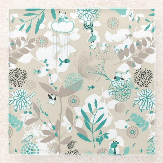 Garden Pattern Glazen Onderzetter (Voorkant)