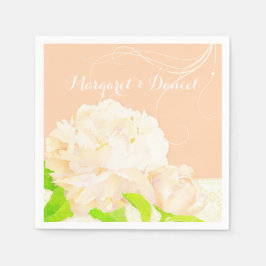 Garden Peony Elegance Peach Wedding Servet