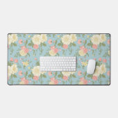 Garden Peony Floral Pattern Bureaumat (Keyboard & Muis)
