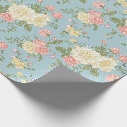 Garden Peony Floral Pattern Cadeaupapier (Hoek)