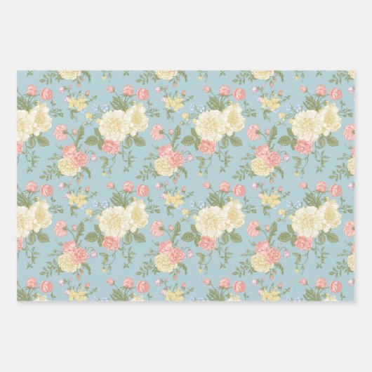 Garden Peony Floral Pattern Inpakpapier Vel (Voorkant 2)