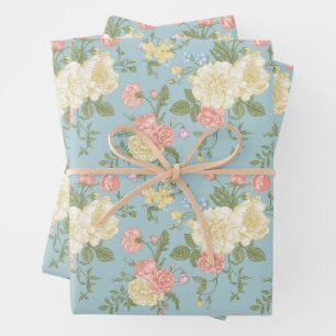 Garden Peony Floral Pattern Inpakpapier Vel