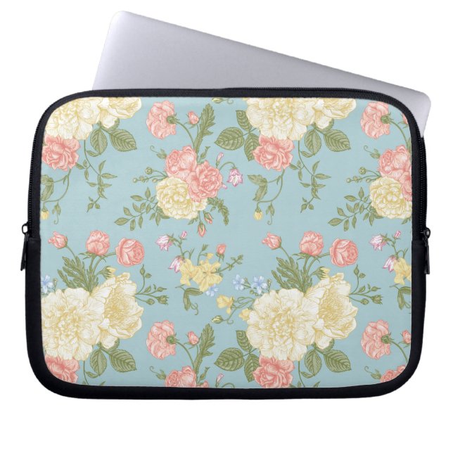 Garden Peony Floral Pattern Laptop Sleeve (Voorkant)