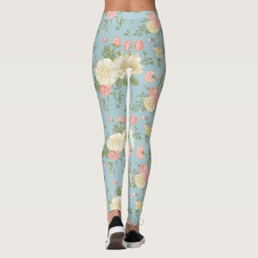 Garden Peony Floral Pattern Leggings (Achterkant)