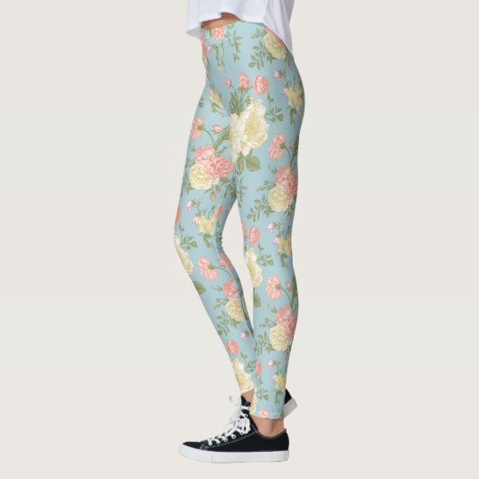 Garden Peony Floral Pattern Leggings (Links)