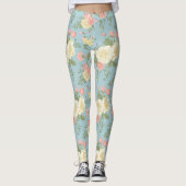 Garden Peony Floral Pattern Leggings (Voorkant)