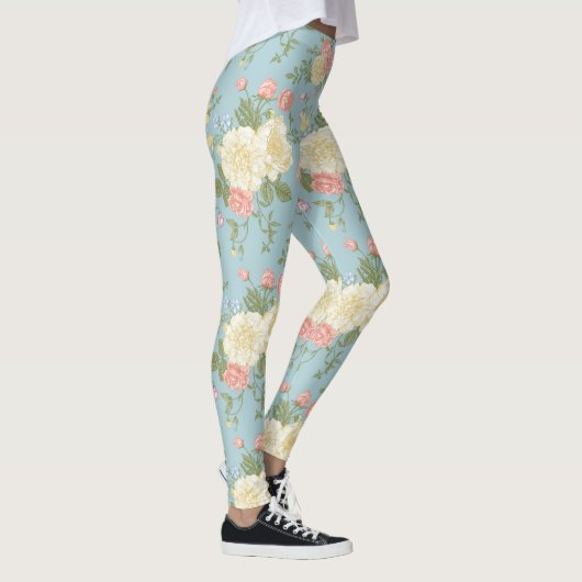 Garden Peony Floral Pattern Leggings (Rechts)