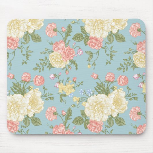 Garden Peony Floral Pattern Muismat (Voorkant)