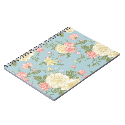 Garden Peony Floral Pattern Notitieboek (Linkerzijde)
