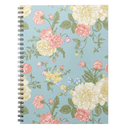 Garden Peony Floral Pattern Notitieboek (Voorkant)