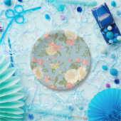 Garden Peony Floral Pattern Papieren Bordje (Feest)