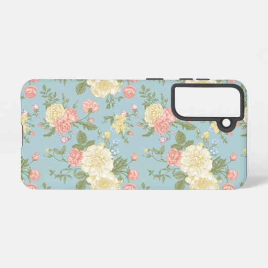 Garden Peony Floral Pattern Samsung Galaxy Hoesje (Achterkant horizontaal)
