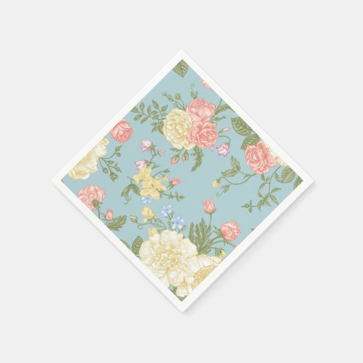 Garden Peony Floral Pattern Servet (Hoek)