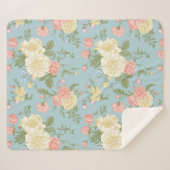 Garden Peony Floral Pattern Sherpa Deken (Voorkant (horizontaal))