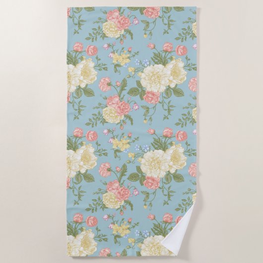 Garden Peony Floral Pattern Strandlaken (Voorkant)