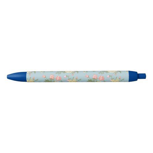 Garden Peony Floral Pattern Zwarte Inkt Pen (Voorkant)