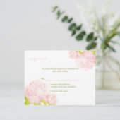 Garden Peony Pink Wedding RSVP Kaart (Staand voorkant)
