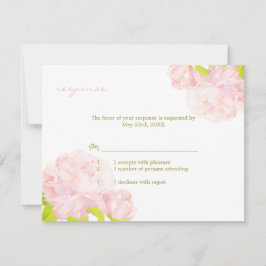 Garden Peony Pink Wedding RSVP Kaart