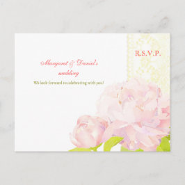 Garden Peony Summer Wedding RSVP Uitnodiging Briefkaart