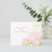 Garden Peony Summer Wedding RSVP Uitnodiging Briefkaart (Staand voorkant)