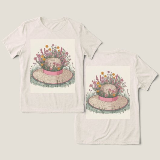 Garden Pet Flowers Cream Tri-Blend Shirt (Ontwerp Voorkant & Achterkant)