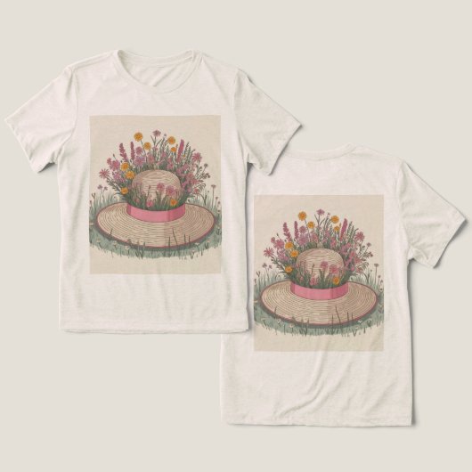 Garden Pet Flowers Cream Tri-Blend Shirt (Ontwerp Voorkant & Achterkant)