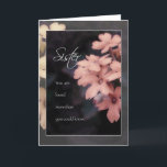 Garden Phlox Flower Birthday Kaart voor zus<br><div class="desc">Een mooie verjaardagskaart voor zuster is voorzien van een foto van perzik tuin phlox bloemen die is gewijzigd in photoshop om te verschijnen alsof het een waterverf schilderij. Zachte perzikbloemblaadjes op de bovenste laag met delicate witte rand en eronder, de kleuren zijn verzacht tot geel. Het gevoel laat haar weten...</div>