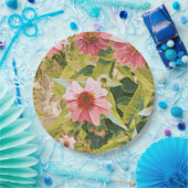 Garden Pink Coneflowers Green Leaves Papieren Bordje (Feest)