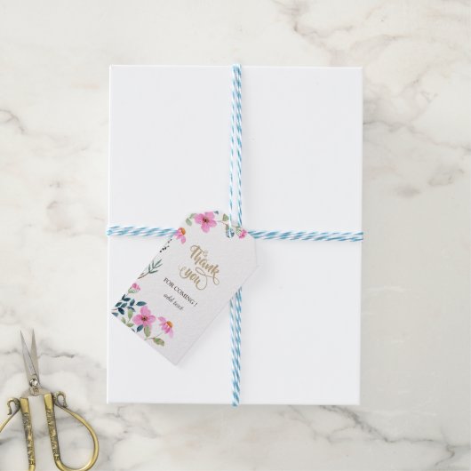 Garden Pink Flowers Cadeaulabel (Met Touw)