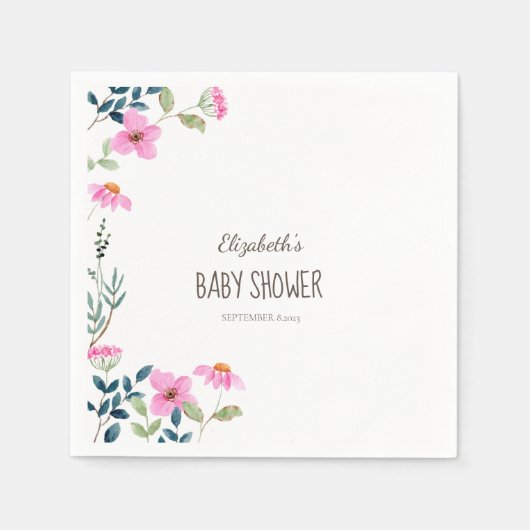 Garden Pink Flowers Servet (Voorkant)