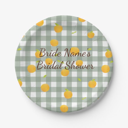 Garden Plaid Green Lemon Picnic Paper Bord (Voorkant)