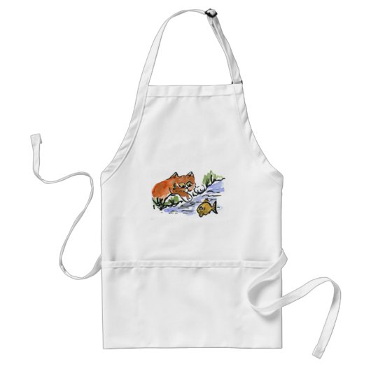 Garden Pond en Curious Kitten Standaard Schort (Voorkant)