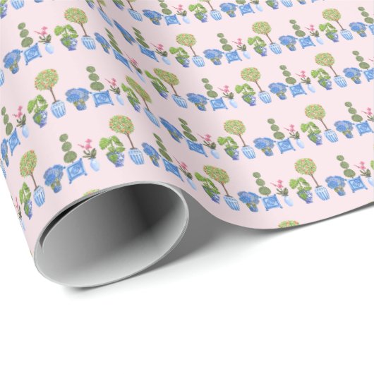 Garden Pots Wrapping Paper (on Pink) Cadeaupapier (Rol Hoek)