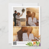 Garden Purple Orange Floral photos Qr code wedding Kaart (Achterkant)