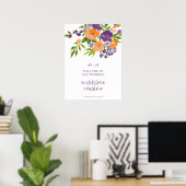 Garden Purple Orange Floral wedding Welcome Poster (Thuiskantoor)