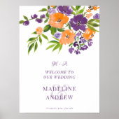 Garden Purple Orange Floral wedding Welcome Poster (Voorkant)
