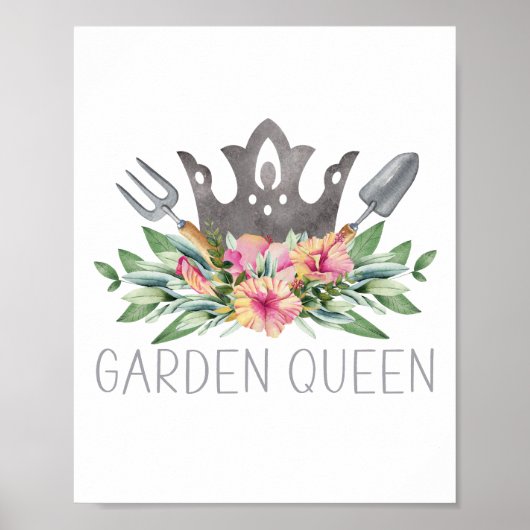 Garden Queen Boho Waterverf Gardener Poster (Voorkant)