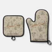 Garden Queen gepersonaliseerd cadeau Ovenwant & Pannenlap Set (Voorkant)