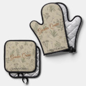 Garden Queen gepersonaliseerd cadeau Ovenwant & Pannenlap Set (Voorkant / Achterkant)