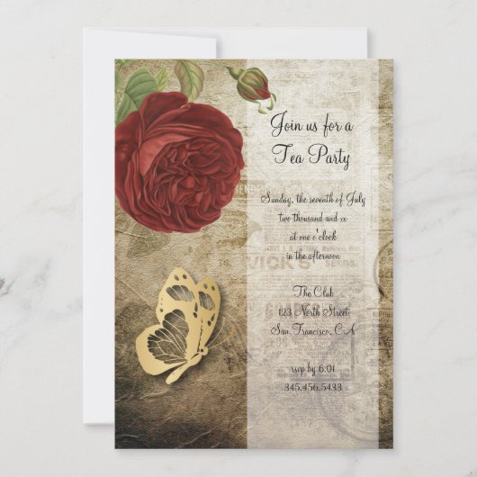 Garden Red Rose Party | Uitnodiging (Voorkant)