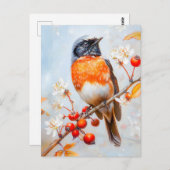 Garden Redstart in zachte impressionistische pense Briefkaart (Voorkant / Achterkant)