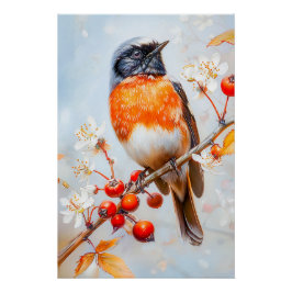 Garden Redstart in zachte impressionistische pense Perfect Poster
