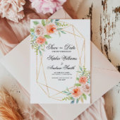 Garden Roos & Gold Lijst Save the Date Invitation Kaart