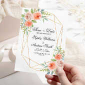 Garden Roos & Gold Lijst Save the Date Invitation Kaart