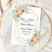 Garden Roos & Gold Lijst Save the Date Invitation Kaart