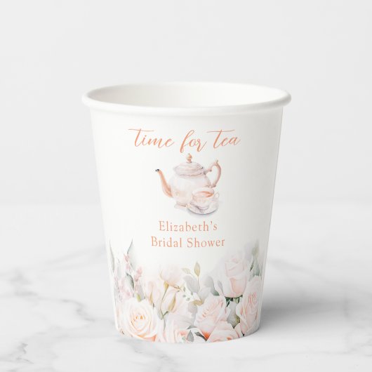 Garden Roos Vrijgezellenfeest Tea Party Papieren Bekers (Achterkant)