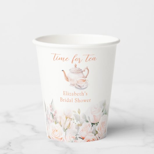 Garden Roos Vrijgezellenfeest Tea Party Papieren Bekers (Voorkant)