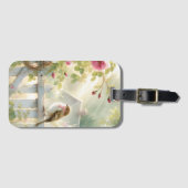 Garden Rose Bird Watercolor Scene Bagagelabel (Voorkant (horizontaal))