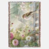 Garden Rose Bird Watercolor Scene Deken (Voorkant Verticaal)